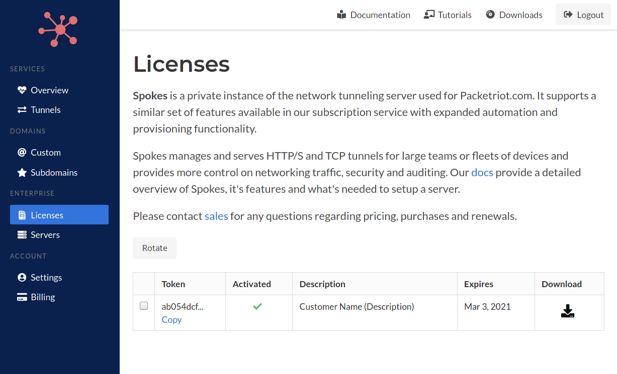 Packetriot.com License Page